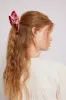 frill scrunchie in pink gingham with satin edge sold by Damson Madder