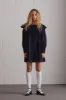 mimi mini dress - navy broderie sold by Damson Madder
