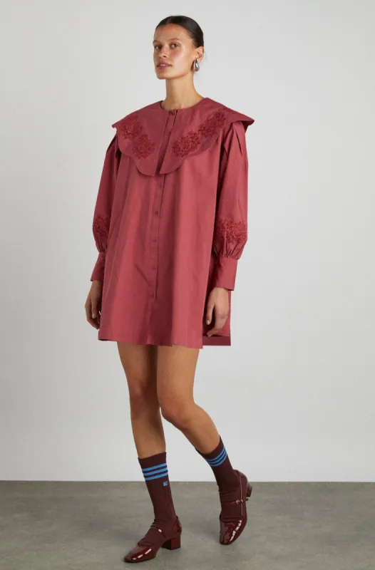mimi mini dress - plum broderie sold by Damson Madder