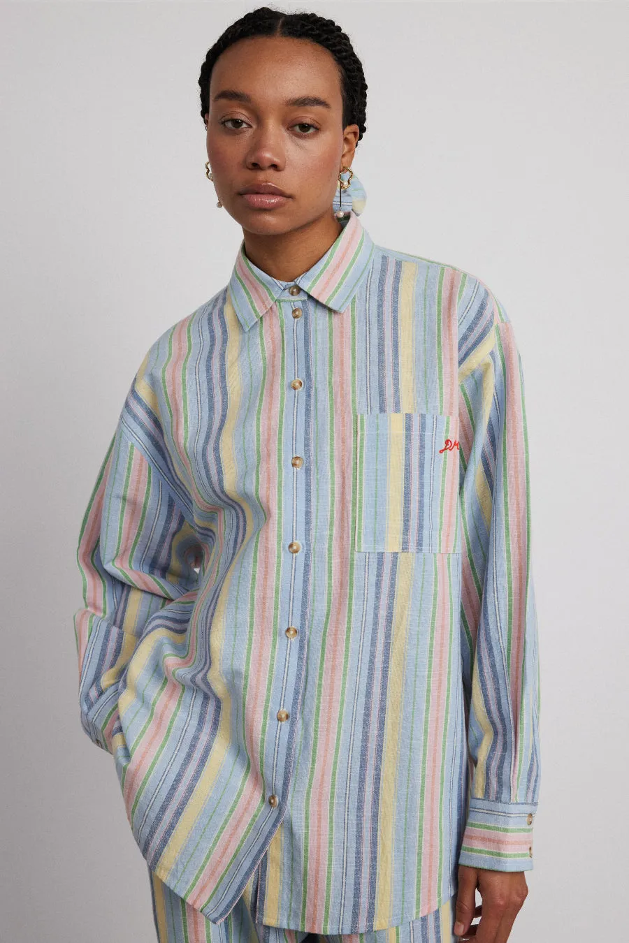 skyla shirt - multi stripe sold by Damson Madder