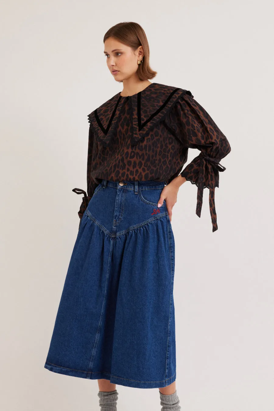 fin midi skirt sold by Damson Madder product image thumbnail 4