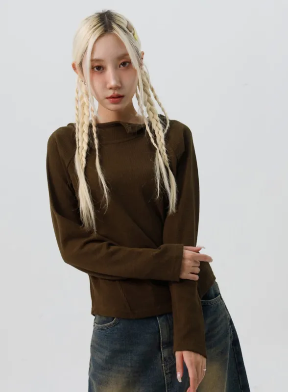 Buttoned Hoodie Top IS307 sold by Lewkin