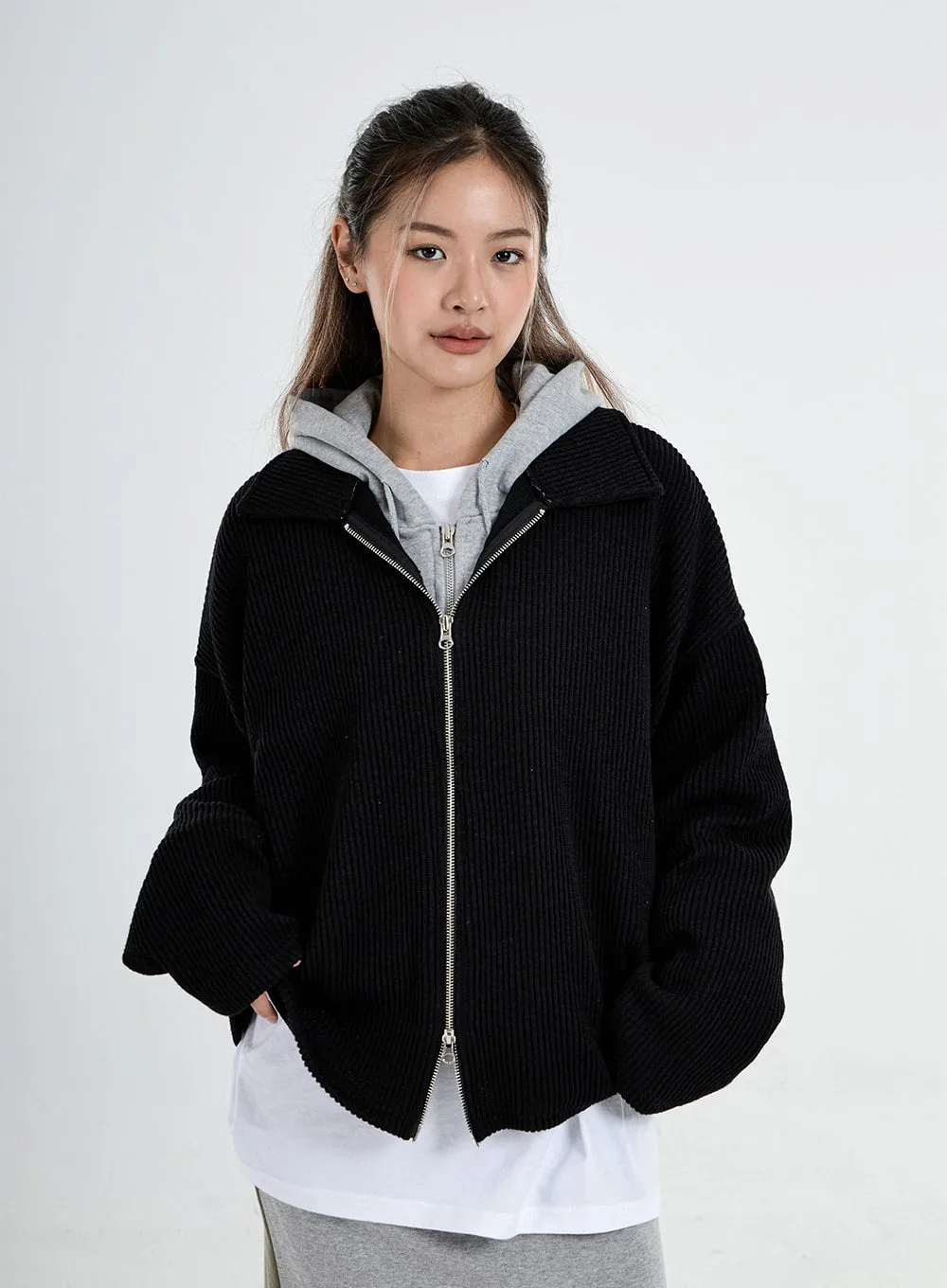 Oversize Zipper Knit Jacket Unisex CO06 sold by Lewkin product image thumbnail 5