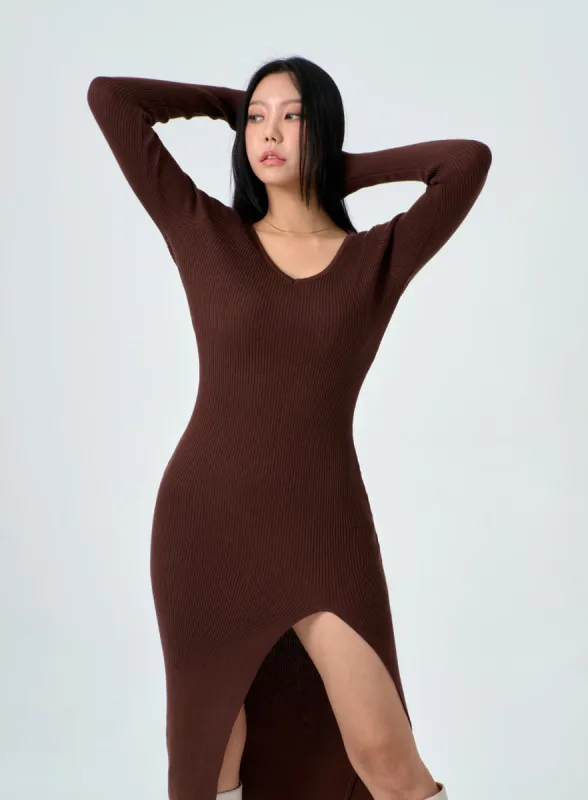 Slim Fit Side Cut Midi Dress ID02 sold by Lewkin