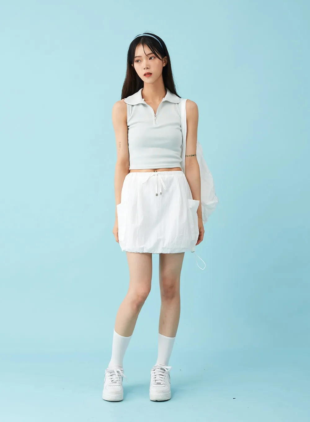 Nylon Drawstring Mini Skirt BU12 sold by Lewkin product image thumbnail 3