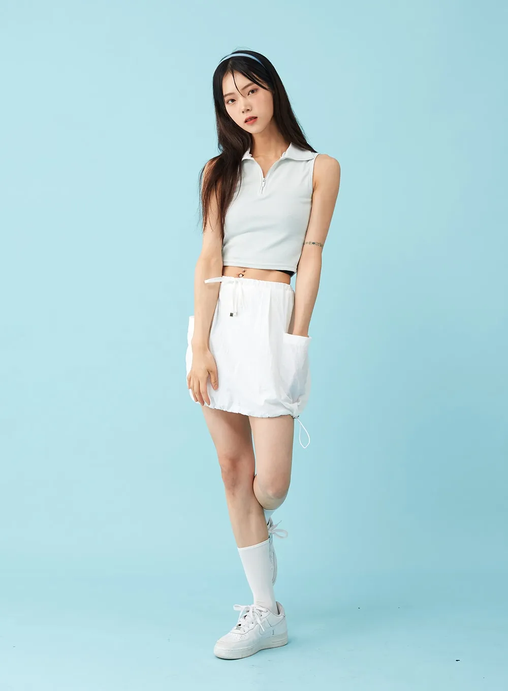 Nylon Drawstring Mini Skirt BU12 sold by Lewkin product image thumbnail 5