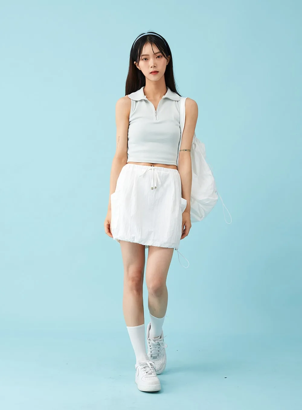Nylon Drawstring Mini Skirt BU12 sold by Lewkin product image thumbnail 4