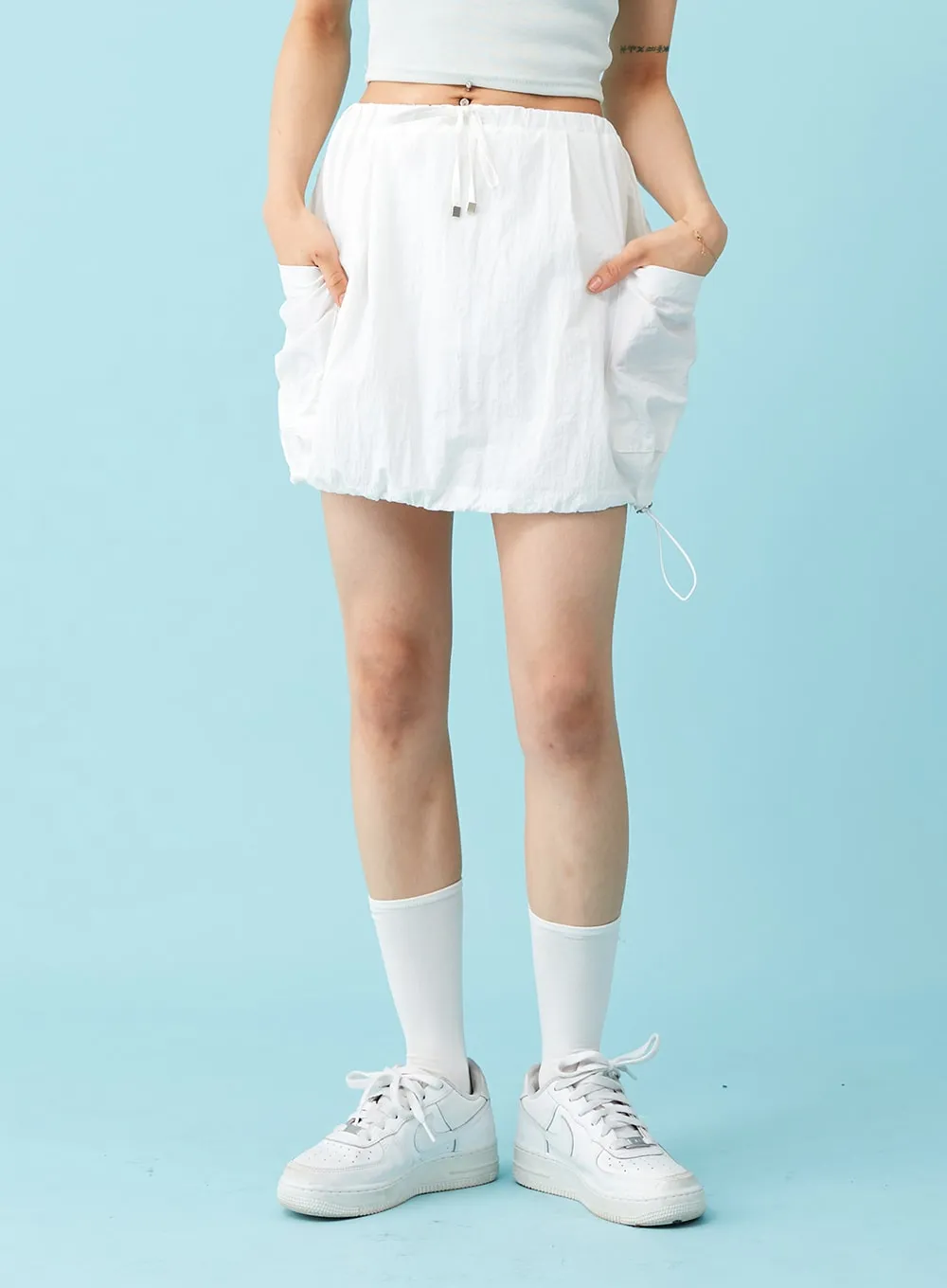 Nylon Drawstring Mini Skirt BU12 sold by Lewkin product image thumbnail 2