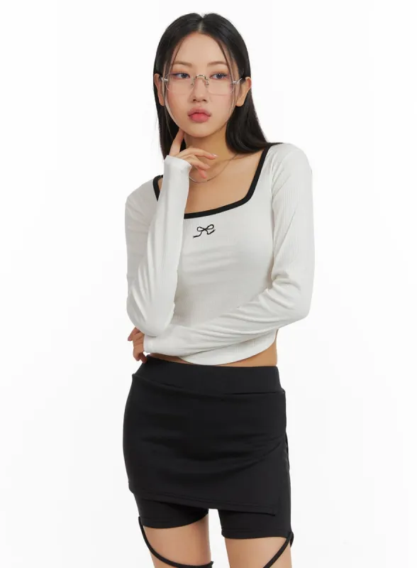 Bowknot Long Sleeve Crop Top CM412 sold by Lewkin