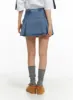Pleated Denim Cargo Mini Skirt OM418 sold by Lewkin