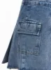 Pleated Denim Cargo Mini Skirt OM418 sold by Lewkin