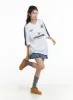 Pleated Denim Cargo Mini Skirt OM418 sold by Lewkin