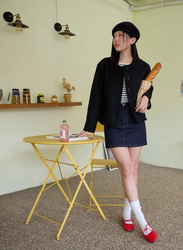 Denim Mid Waist Mini Skirt OD326 sold by Lewkin