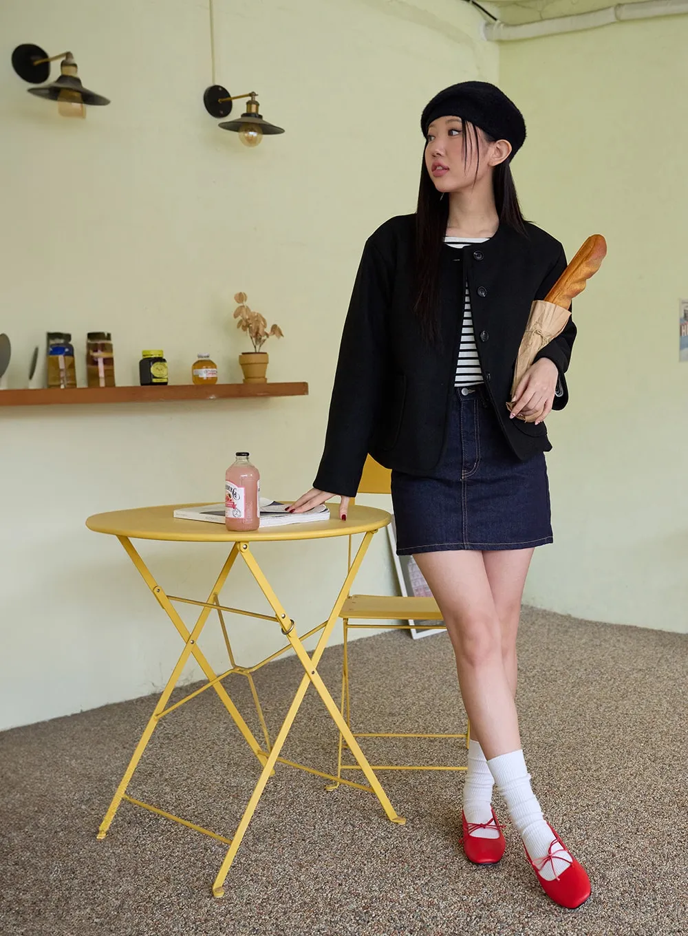 Denim Mid Waist Mini Skirt OD326 sold by Lewkin