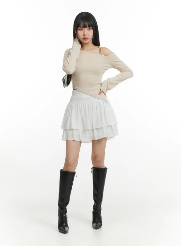Chiffon Ruffled Mini Skirt IM406 sold by Lewkin
