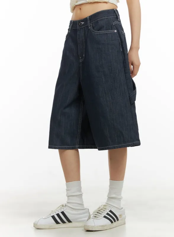 Solid Wide-Leg Bermuda Jorts CY414 sold by Lewkin