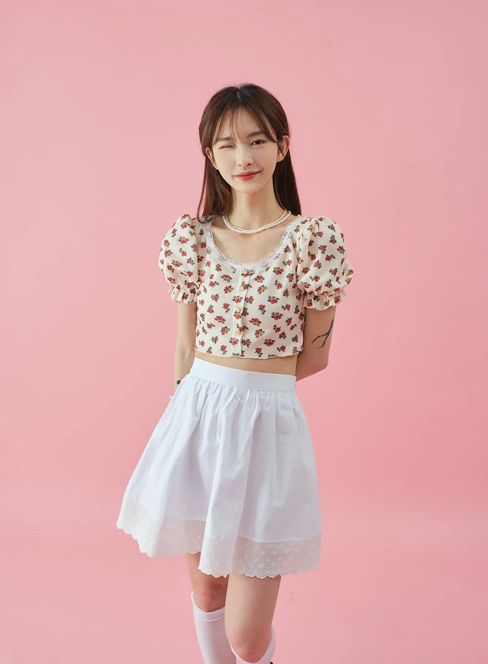 Lacy Flower Print Cardigan BY31 sold by Lewkin product image thumbnail 4