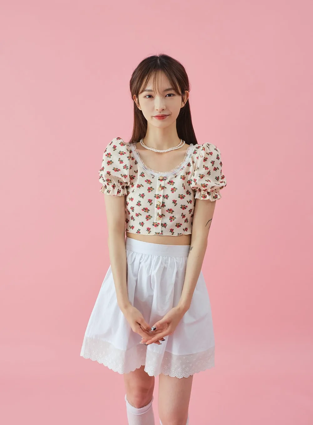 Lacy Flower Print Cardigan BY31 sold by Lewkin product image thumbnail 2