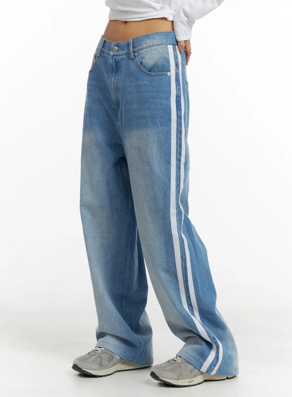 Low Waist Striped Baggy Jeans (UNISEX) CM407 sold by Lewkin product image thumbnail 3