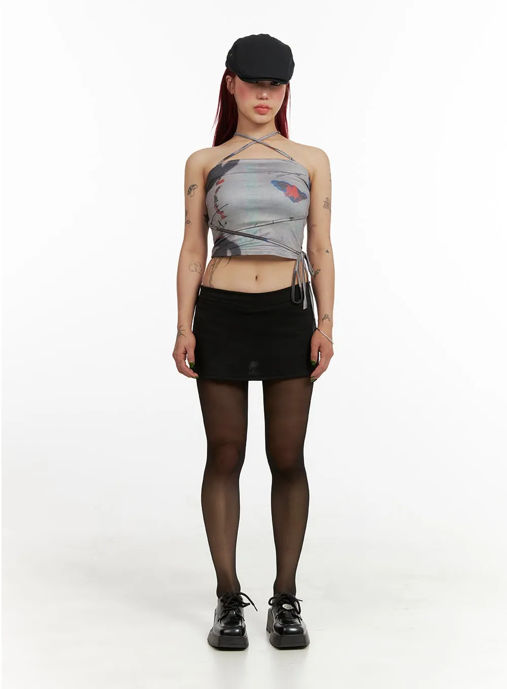 X-Strap Graphic Crop Top CY429 sold by Lewkin product image thumbnail 2