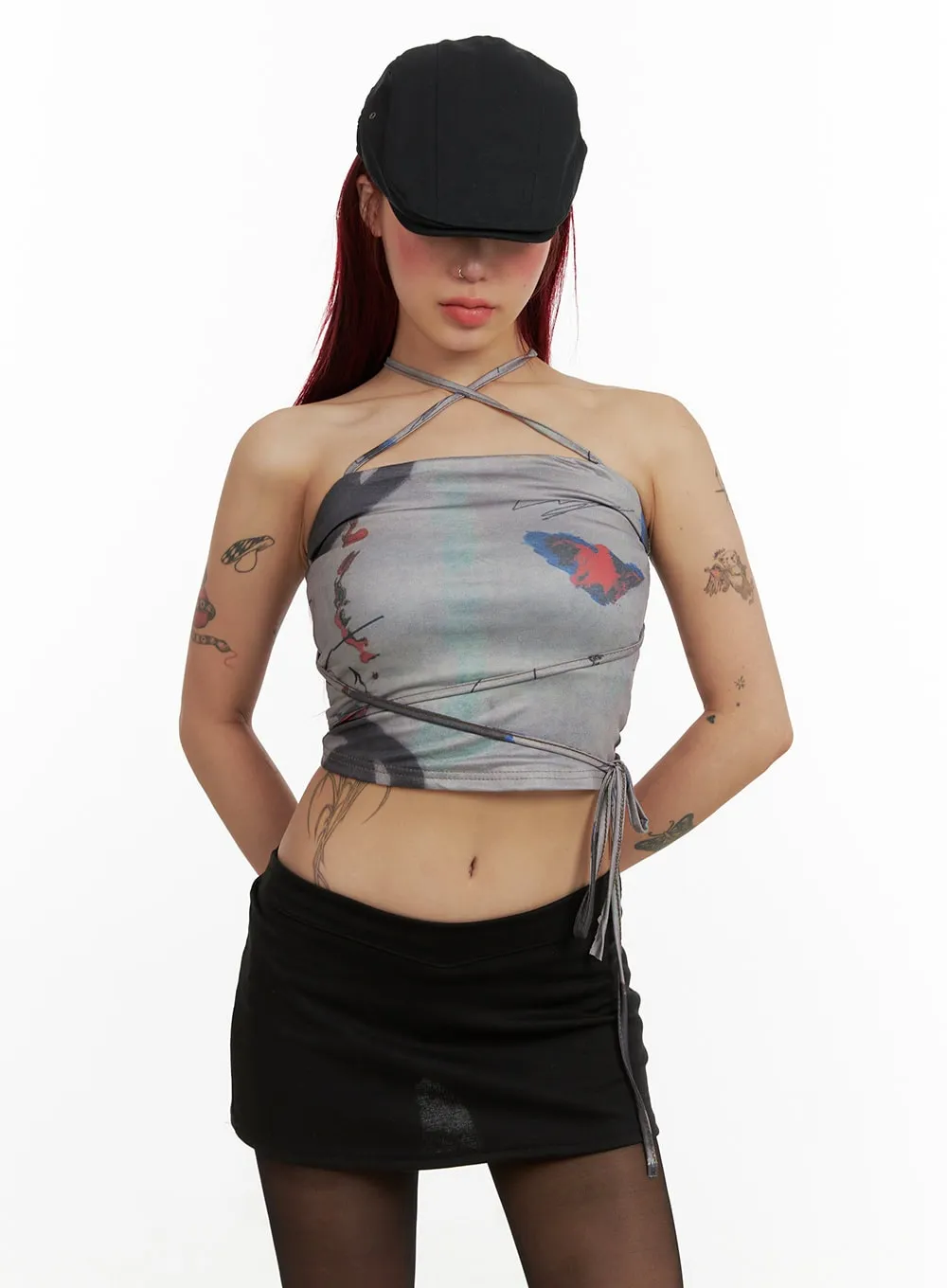 X-Strap Graphic Crop Top CY429 sold by Lewkin product image thumbnail 5
