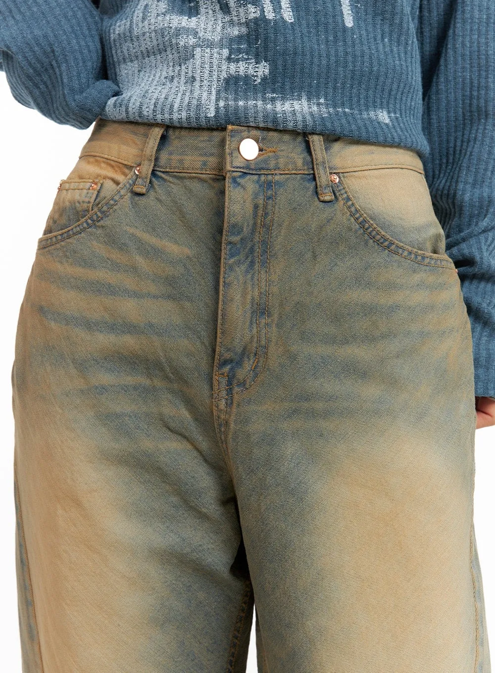 Washed Wide Leg Jeans CM422 sold by Lewkin product image thumbnail 2