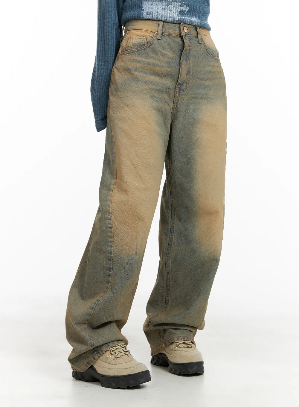 Washed Wide Leg Jeans CM422 sold by Lewkin