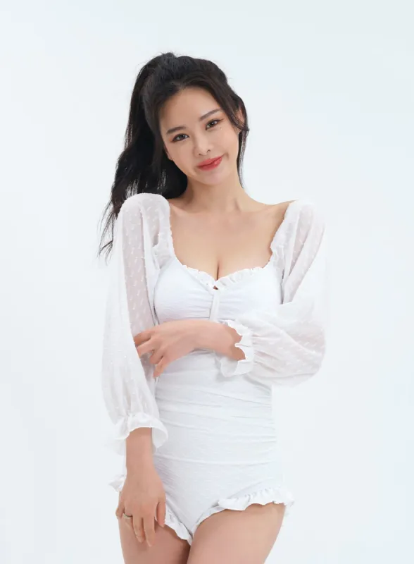 Lovely Frill Detail One Piece Swimsuit sold by Lewkin