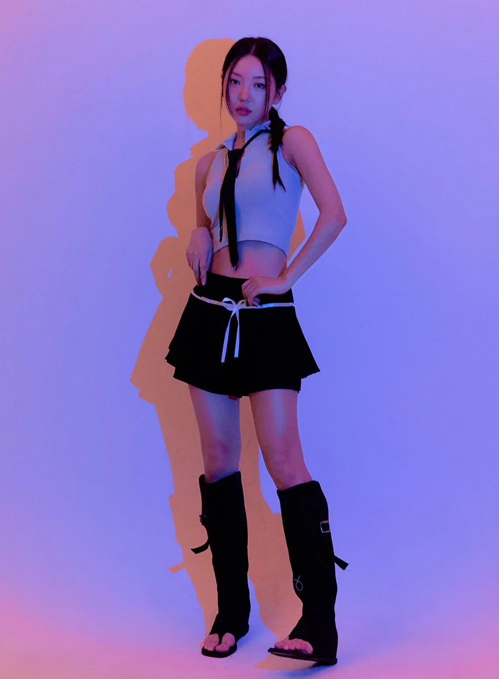 Sleeveless Collar Crop Tank Top OU404 sold by Lewkin product image thumbnail 2