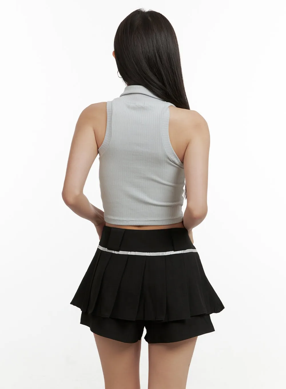 Sleeveless Collar Crop Tank Top OU404 sold by Lewkin product image thumbnail 4