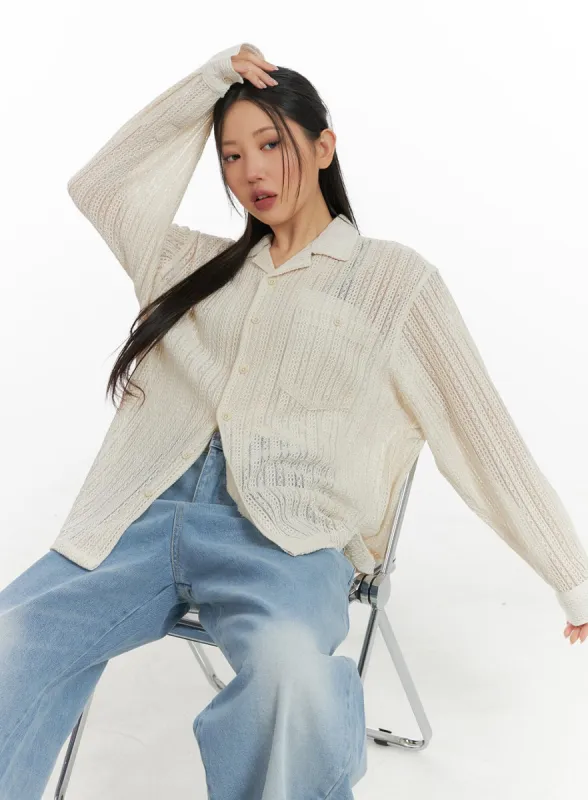 Unisex See-Through Long Sleeve Shirt CM419 sold by Lewkin