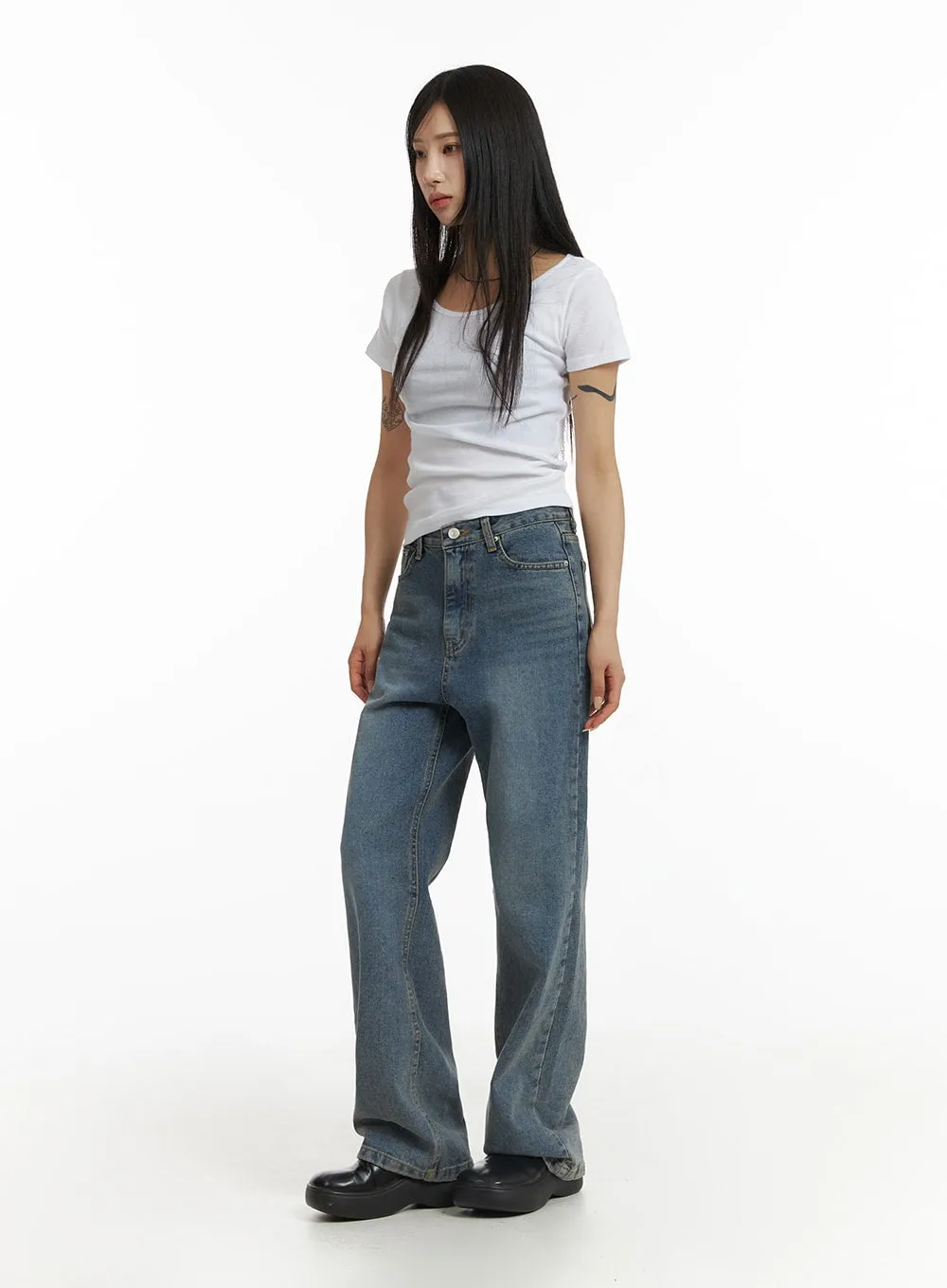 Washed Straight Leg Jeans CF401 sold by Lewkin product image thumbnail 4