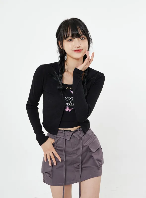 Gold Chain Basic Crop Cardigan BS28 sold by Lewkin