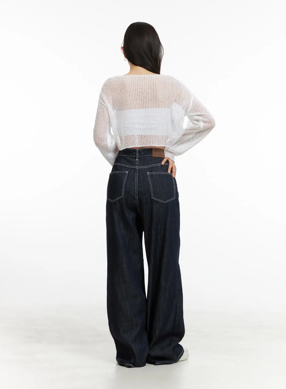 Stitched Wide-Leg Jeans OU407 sold by Lewkin product image thumbnail 5