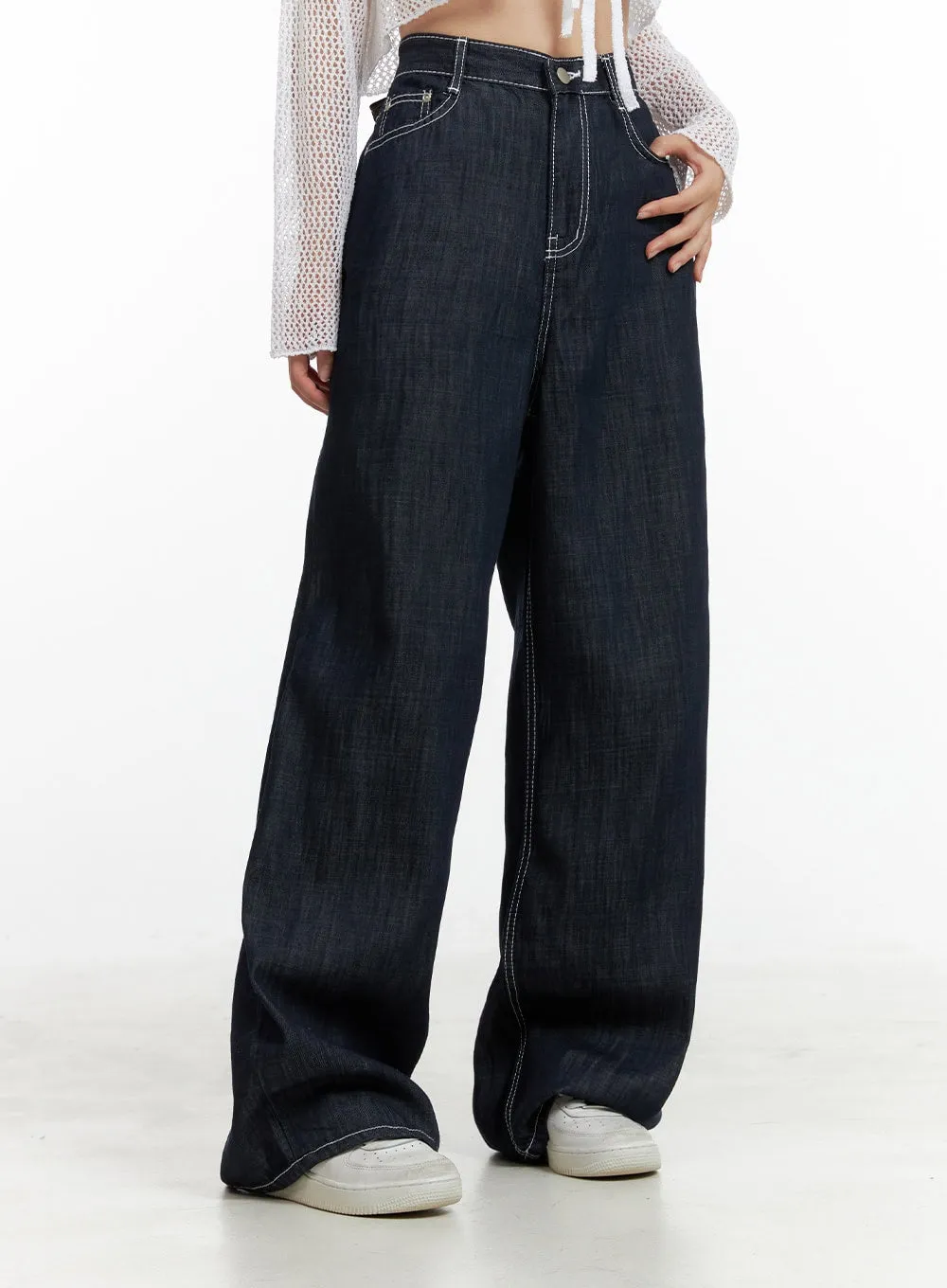 Stitched Wide-Leg Jeans OU407 sold by Lewkin product image thumbnail 2