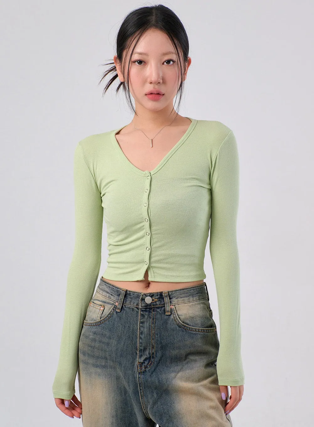 Crop Cardigan with Buttons sold by Lewkin product image thumbnail 4