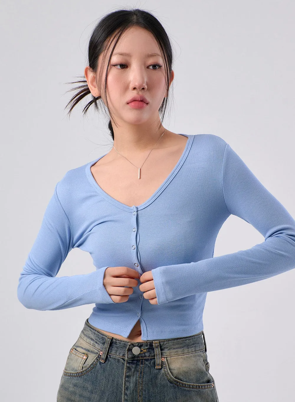 Crop Cardigan with Buttons sold by Lewkin