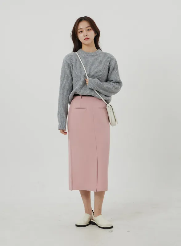 High Waist Front Slit Maxi Skirt OJ320 sold by Lewkin