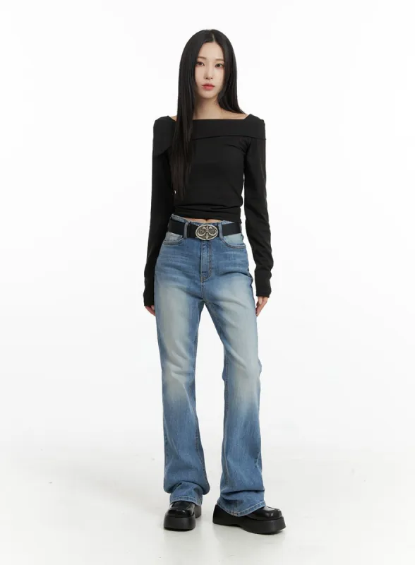Washed Slim Fit Bootcut Jeans CF415 sold by Lewkin