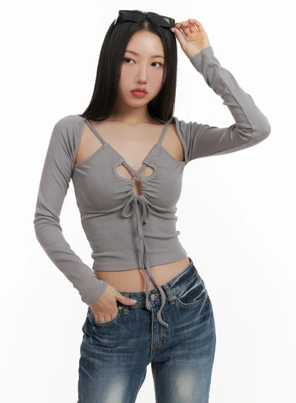 X Strap Cut Out Crop Top CY403 sold by Lewkin