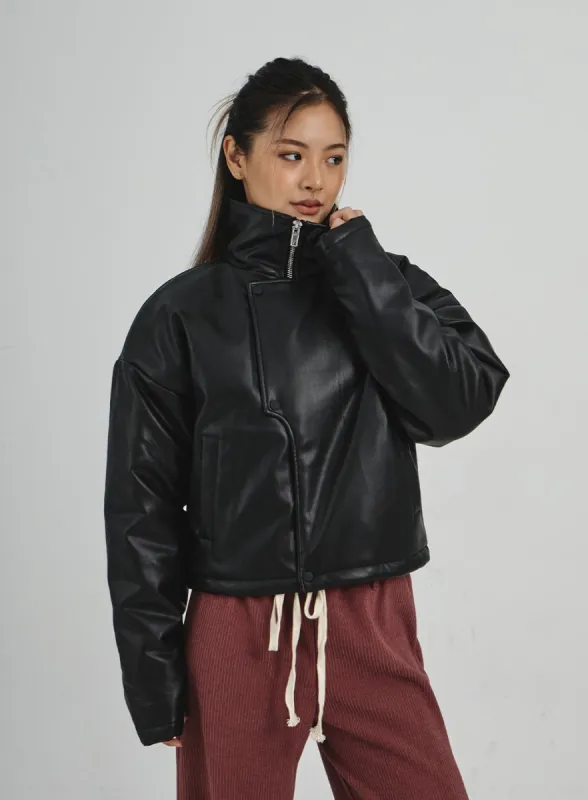 Faux Leather Puffer Jacket CN28 sold by Lewkin