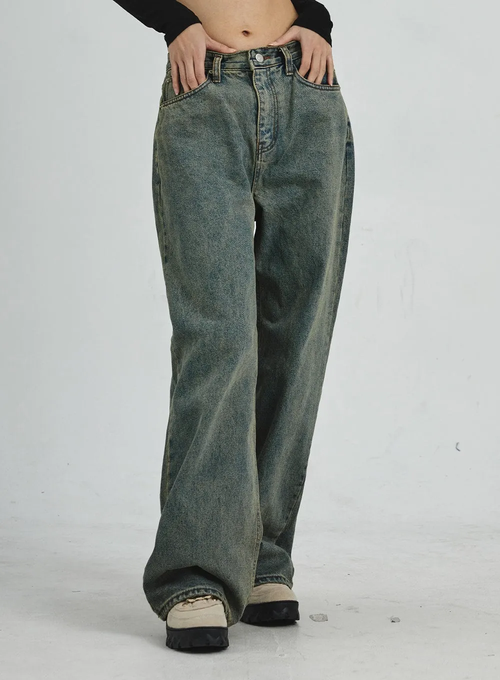 Vintage Washing Wide Leg Jeans CD06 sold by Lewkin product image thumbnail 5