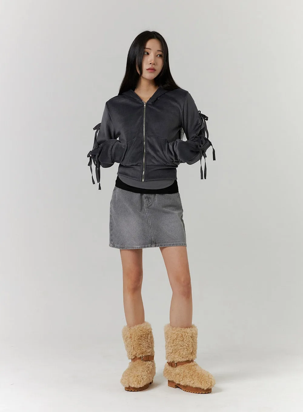 Washed Denim Mini Skirt CD312 sold by Lewkin product image thumbnail 3