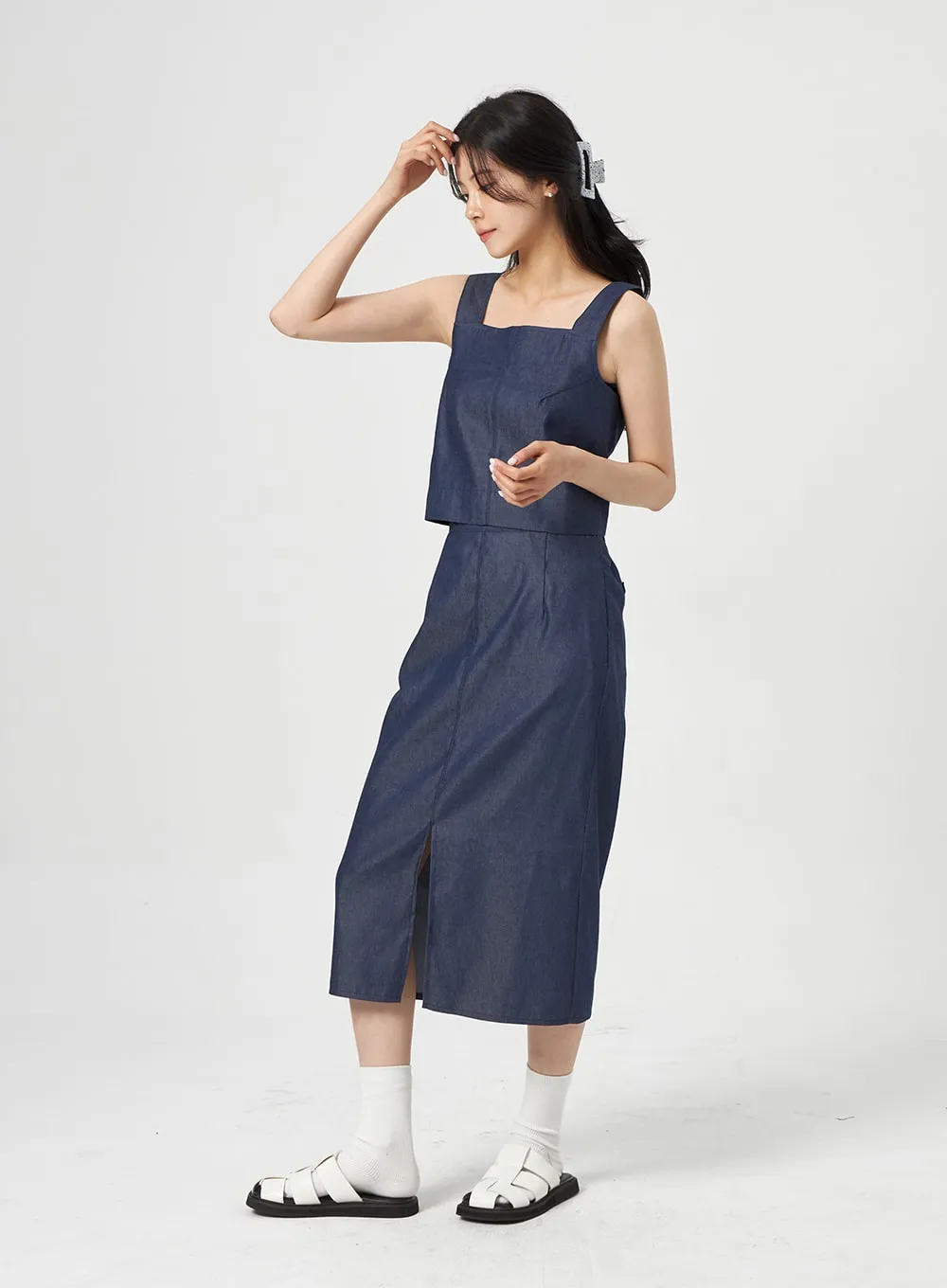 Midi Denim Skirt OA317 sold by Lewkin product image thumbnail 5