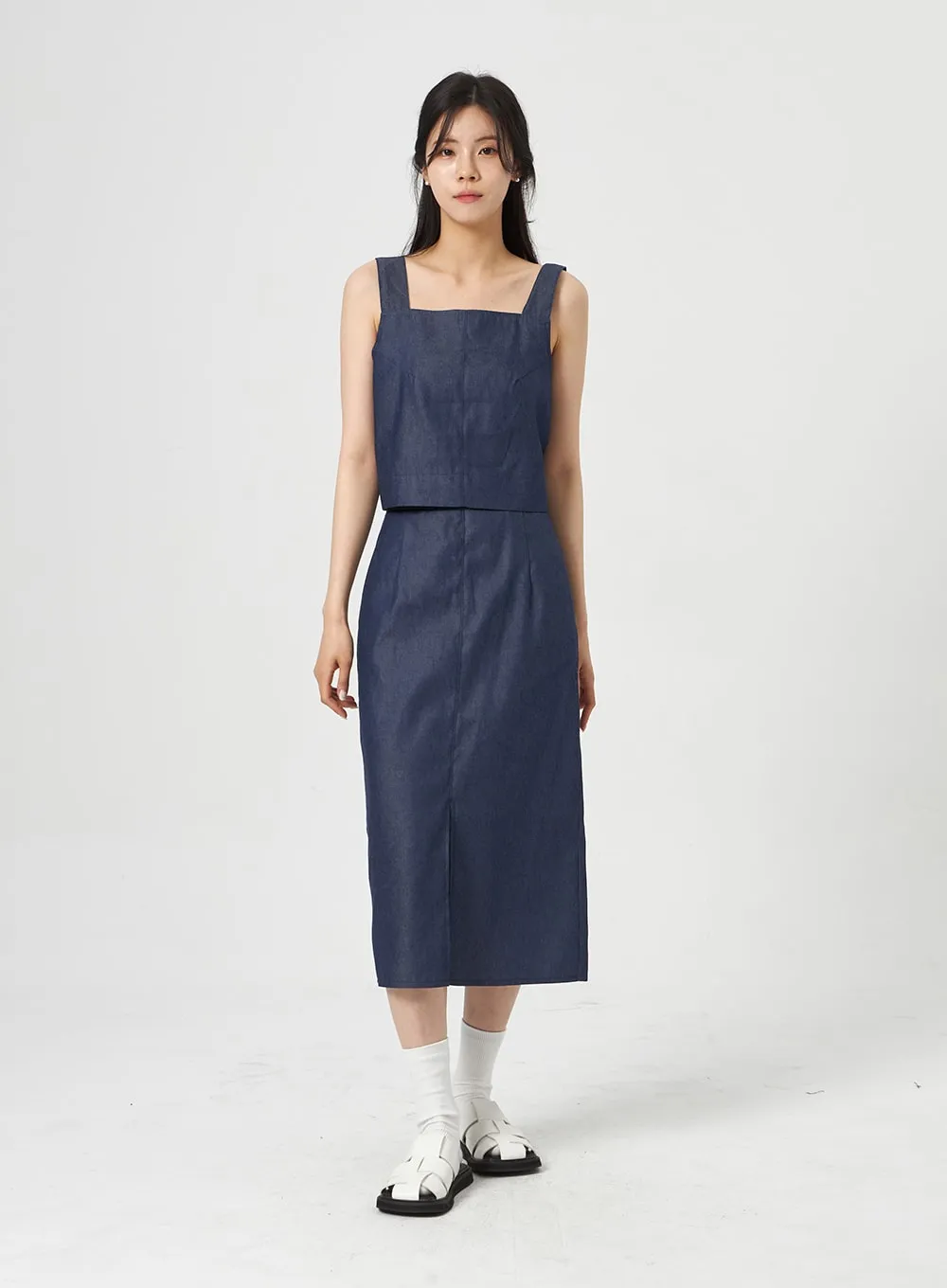 Midi Denim Skirt OA317 sold by Lewkin