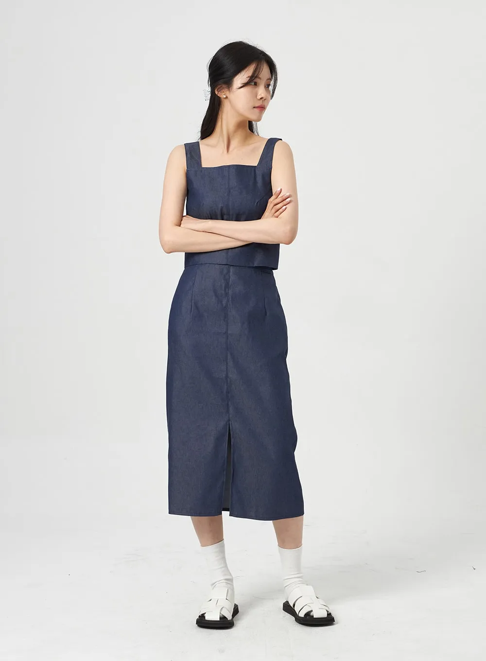 Midi Denim Skirt OA317 sold by Lewkin product image thumbnail 4