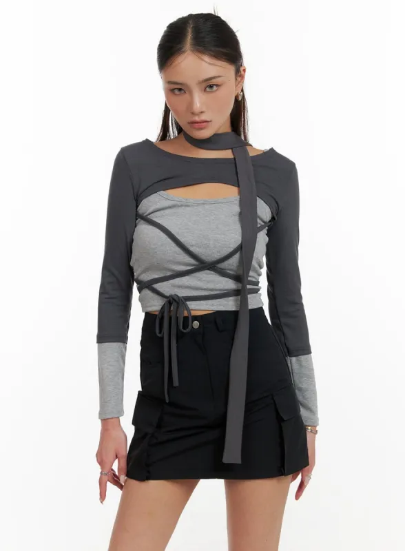 X Strap Bolero with Thin Scarf CY402 sold by Lewkin