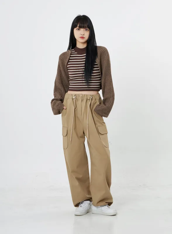 String Wide Cargo Pants OO17 sold by Lewkin
