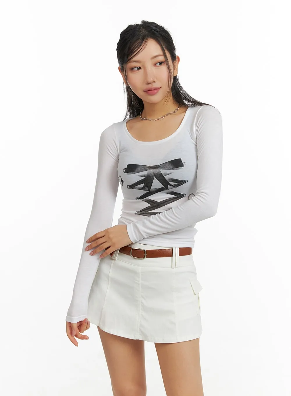 Ribbon Graphic Round Neck Long Sleeve CM412 sold by Lewkin product image thumbnail 3