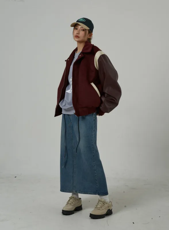 String Detail Maxi Denim Skirt CJ306 sold by Lewkin